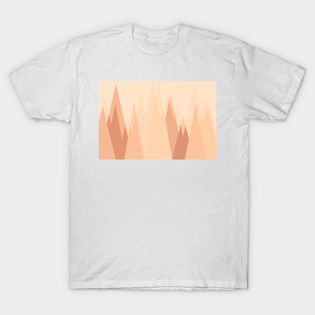 Silhouettes, sunset over mountain peaks, soft colors T-Shirt by KINKDesign